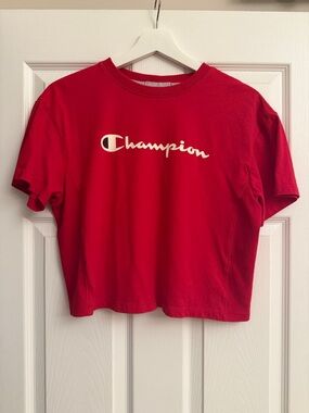 Champion Red Crop Logo Tee